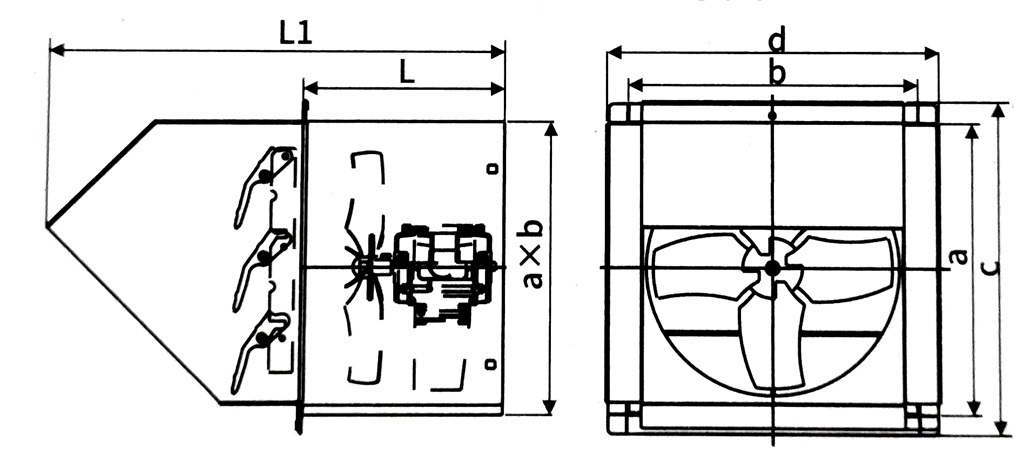 Industrial Wall-Mounted Exhaust Fan with Square Rain-Proof Shutter Industrial Wall-Mounted Exhaust Fan with Square Rain-Proof Shutter